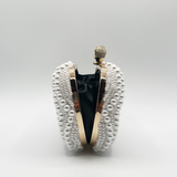 White Pearl beaded clutch bag