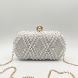 White Pearl beaded clutch bag