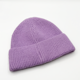Ribbed Beanie Hat In Purple