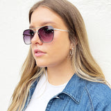 Silver Aviator Sunglasses with Metal Frames