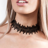 Black Corded Zig Zag Ladder Effect Choker