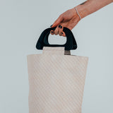 PU Woven Style Bucket Bag with Plastic Handles