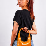 SVNX Short handle PU leather shoulder bag with zip fastening in sundial