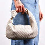 Woven Grab bag with Knotted Strap in unbleached