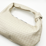 Woven Grab bag with Knotted Strap in unbleached