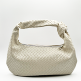 Woven Grab bag with Knotted Strap in unbleached