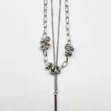 Layered Necklace With Barbed Wire Detail In Silver