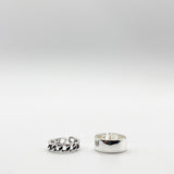 2 Pack Silver Chunky Rings in Plain and Knotted