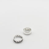 2 Pack Silver Chunky Rings in Plain and Knotted