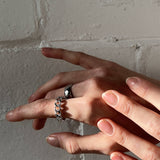 Two pack silver Rings with chain detail