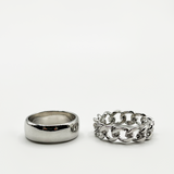 Two pack silver Rings with chain detail
