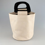 PU Woven Style Bucket Bag with Plastic Handles