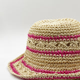 Striped Straw Bucket Hat