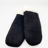 Faux Suede Mittens With Borg Lining