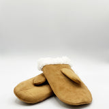 Faux Suede Mittens With Borg Lining