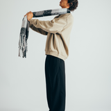 Check Blanket Scarf with Tassles