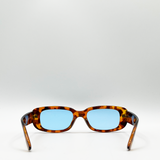 Rectangle plastic frame sunglasses with coloured lenses