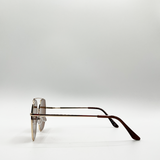 Oversized rounded aviator style sunglasses with brown lenses