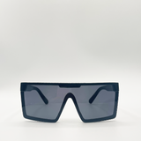 Black Oversized Flat Top Square Frame Sunglasses