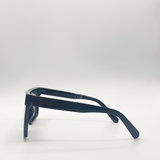 Black Oversized Flat Top Square Frame Sunglasses