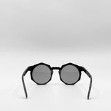 Black Plastic Frame Hexagon Sunglasses with Black Lenses