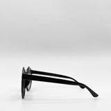 Black Plastic Frame Hexagon Sunglasses with Black Lenses