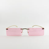 Pink Lense Frameless Sunglasses with Metal Arms