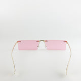 Pink Lense Frameless Sunglasses with Metal Arms