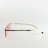 Pink Lense Frameless Sunglasses with Metal Arms