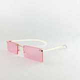 Pink Lense Frameless Sunglasses with Metal Arms