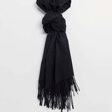 Tassel Black Blanket Scarf