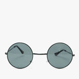 Round Metal Sunglasses In Shiny Black - svnx