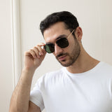 Metal Frame Square Aviator Style Sunglasses