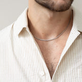 Slim Snake Chain Necklace in Silver