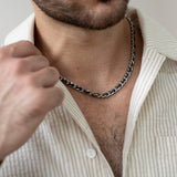 Silver and Black Woven Chain Necklace