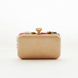 Floral Applique Clutch Bag in Cream