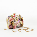 Floral Applique Clutch Bag in Cream