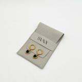 Emerald Green Heart Hoop Earrings in Gold