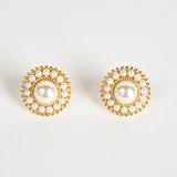 Vintage button Earring in Gold