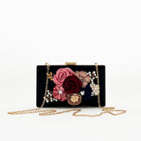 Square Box Clutch with Floral Applique