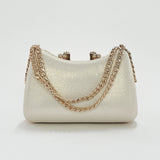 White Shimmer Grab Bag with Double Chain Strap