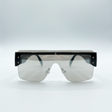 SVNX Oversized Flat Top Sunglasses with Mirrored Lens in Black