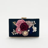 Square Box Clutch with Floral Applique