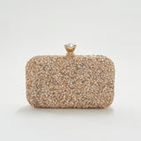 Rose Gold Stone Embellished Clutch Bag