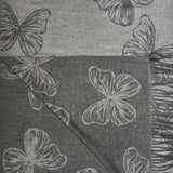Butterfly Printed Cashmere Blend Scarf with Tassels