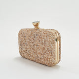 Rose Gold Stone Embellished Clutch Bag