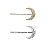 Silver/ Gold Crescent Moon Hairclips Set