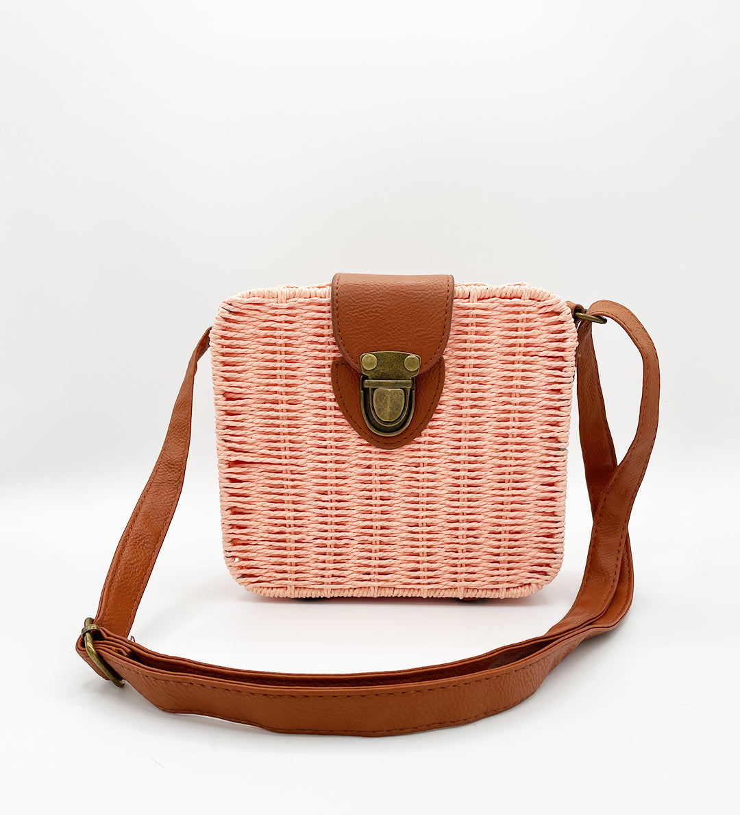 Summer Small Straw Bag Square Bag in Pink