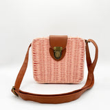 Summer Small Straw Bag Square Bag in Pink