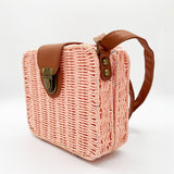 Summer Small Straw Bag Square Bag in Pink